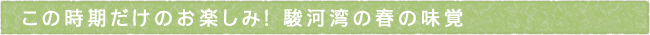この時期だけのお楽しみ！ 駿河湾の春の味覚